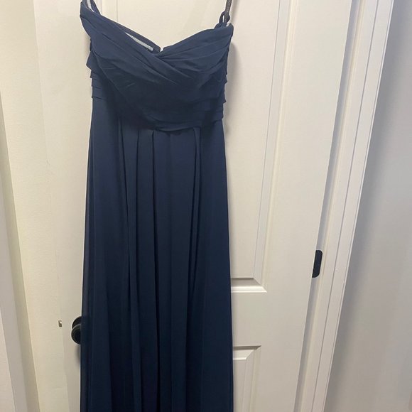 Navy chiffon Bill Levkoff gown - Picture 2 of 6
